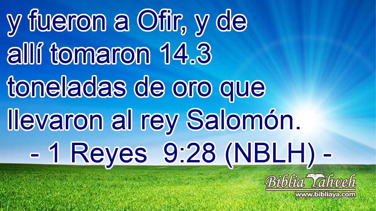  y fueron a Ofir, y de allí tomaron 14.3 toneladas de oro que llevaron al rey Salomón. 