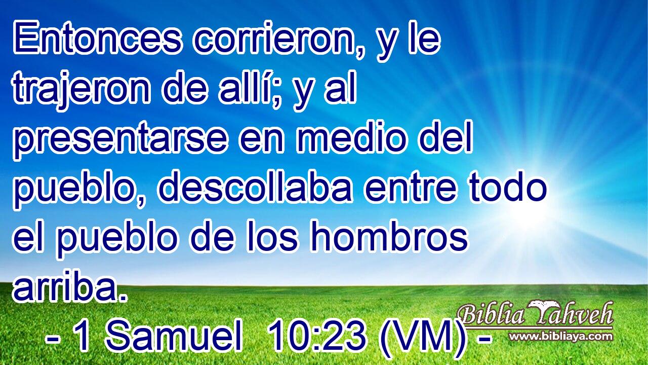  Entonces corrieron, y le trajeron de allí; y al presentarse en medio del pueblo, descollaba entre todo el pueblo de los hombros arriba. 