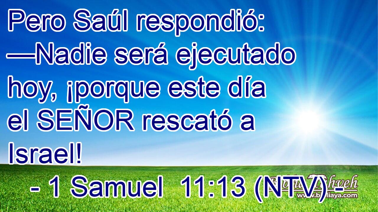 Pero Saúl respondió: —Nadie será ejecutado hoy, ¡porque este día el SEÑOR rescató a Israel!
