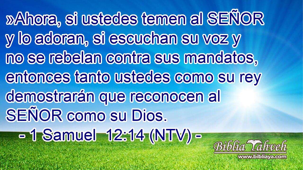 »Ahora, si ustedes temen al SEÑOR y lo adoran, si escuchan su voz y no se rebelan contra sus mandatos, entonces tanto ustedes como su rey demostrarán que reconocen al SEÑOR como su Dios.