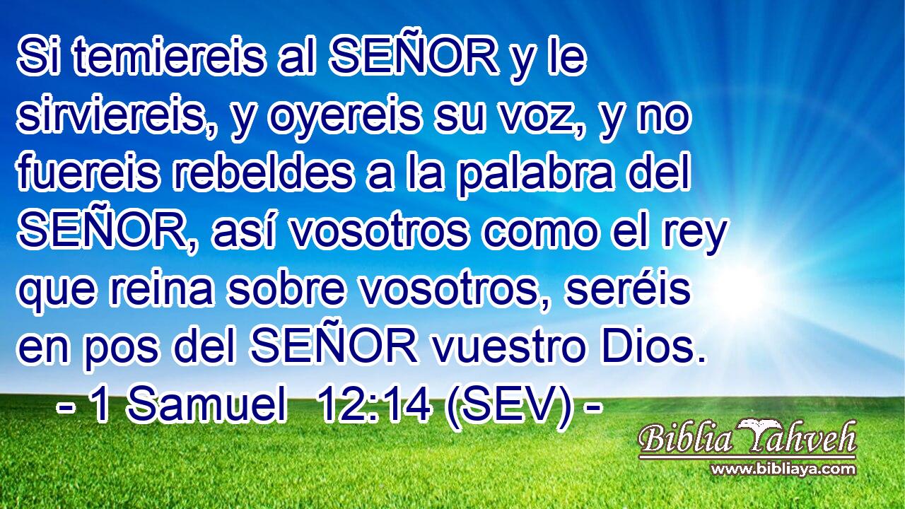 Si temiereis al SEÑOR y le sirviereis, y oyereis su voz, y no fuereis rebeldes a la palabra del SEÑOR, así vosotros como el rey que reina sobre vosotros, seréis en pos del SEÑOR vuestro Dios.