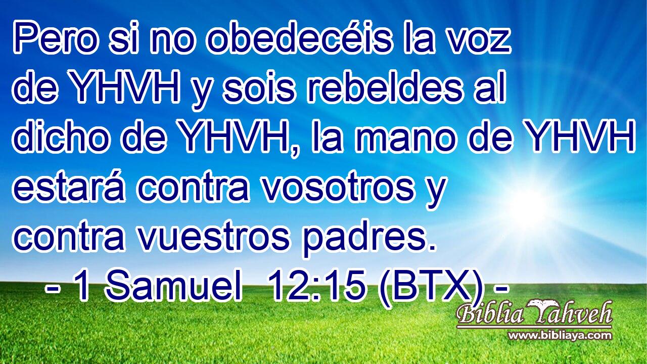 Pero si no obedecéis la voz de YHVH y sois rebeldes al dicho de YHVH, la mano de YHVH estará contra vosotros y contra vuestros padres.