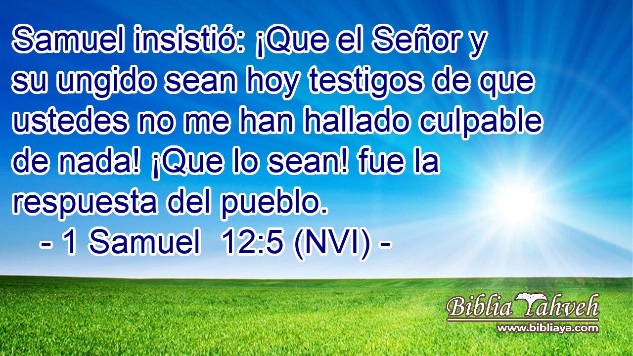  Samuel insistió: ¡Que el Señor y su ungido sean hoy testigos de que ustedes no me han hallado culpable de nada! ¡Que lo sean! fue la respuesta del pueblo. 