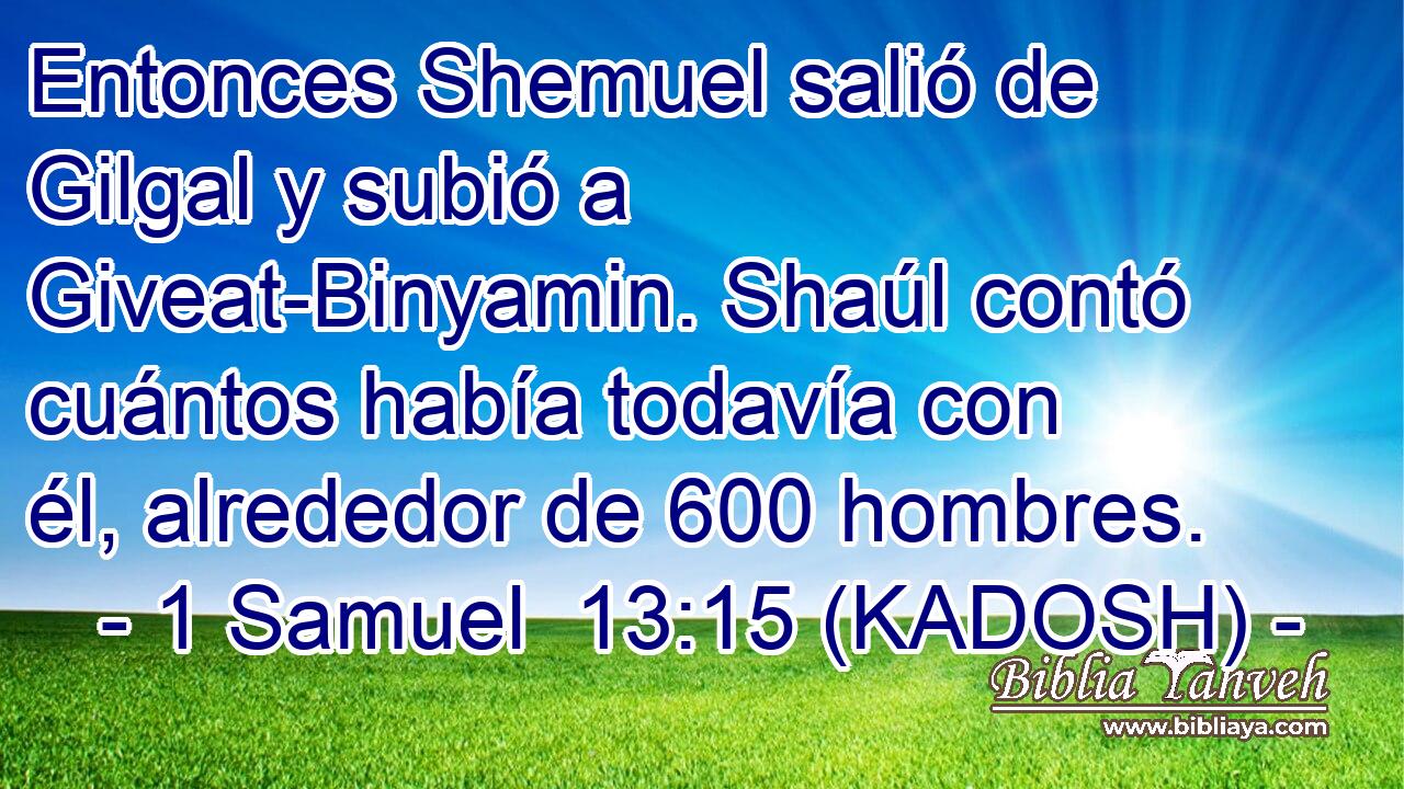  Entonces Shemuel salió de Gilgal y subió a Giveat-Binyamin. Shaúl contó cuántos había todavía con él, alrededor de 600 hombres. 