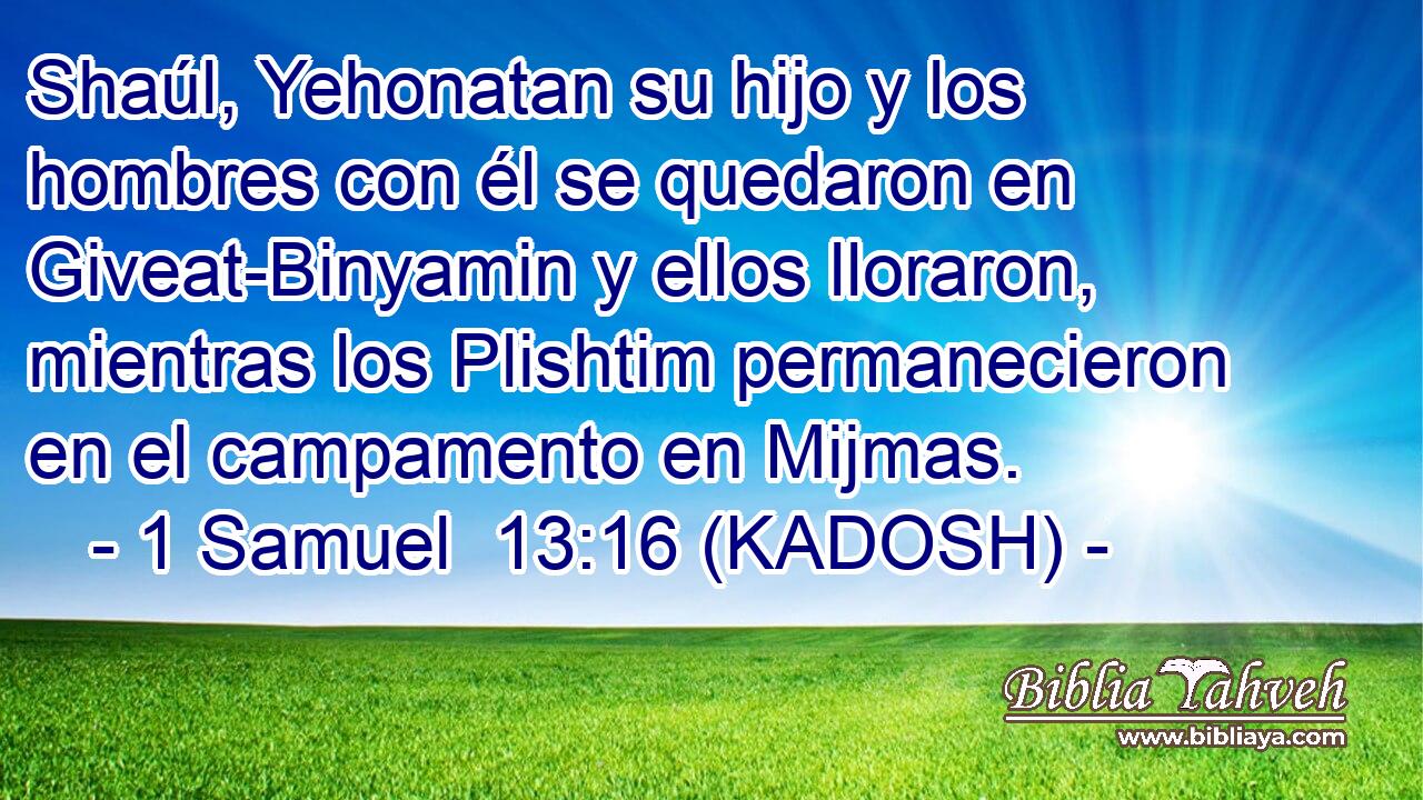  Shaúl, Yehonatan su hijo y los hombres con él se quedaron en Giveat-Binyamin y ellos lloraron, mientras los Plishtim permanecieron en el campamento en Mijmas. 