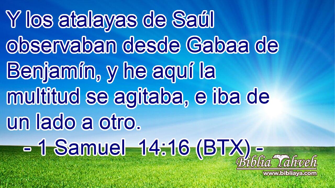Y los atalayas de Saúl observaban desde Gabaa de Benjamín, y he aquí la multitud se agitaba, e iba de un lado a otro.