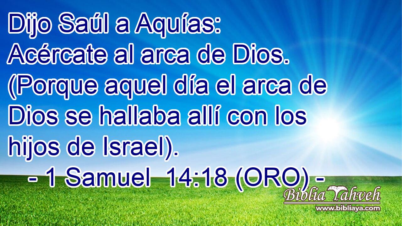  Dijo Saúl a Aquías: Acércate al arca de Dios. (Porque aquel día el arca de Dios se hallaba allí con los hijos de Israel). 