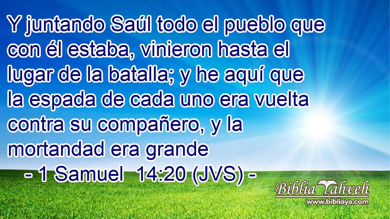 Y juntando Saúl todo el pueblo que con él estaba, vinieron hasta el lugar de la batalla; y he aquí que la espada de cada uno era vuelta contra su compañero, y la mortandad era grande