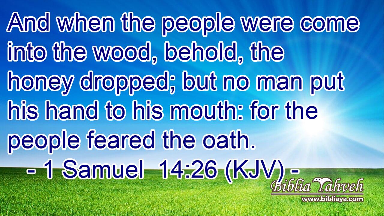And when the people were come into the wood, behold, the honey dropped; but no man put his hand to his mouth: for the people feared the oath.