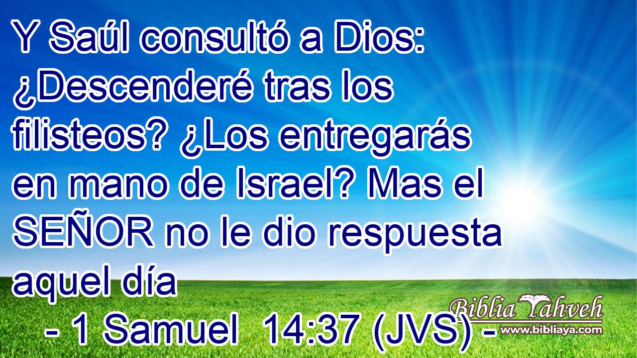 Y Saúl consultó a Dios: ¿Descenderé tras los filisteos? ¿Los entregarás en mano de Israel? Mas el SEÑOR no le dio respuesta aquel día