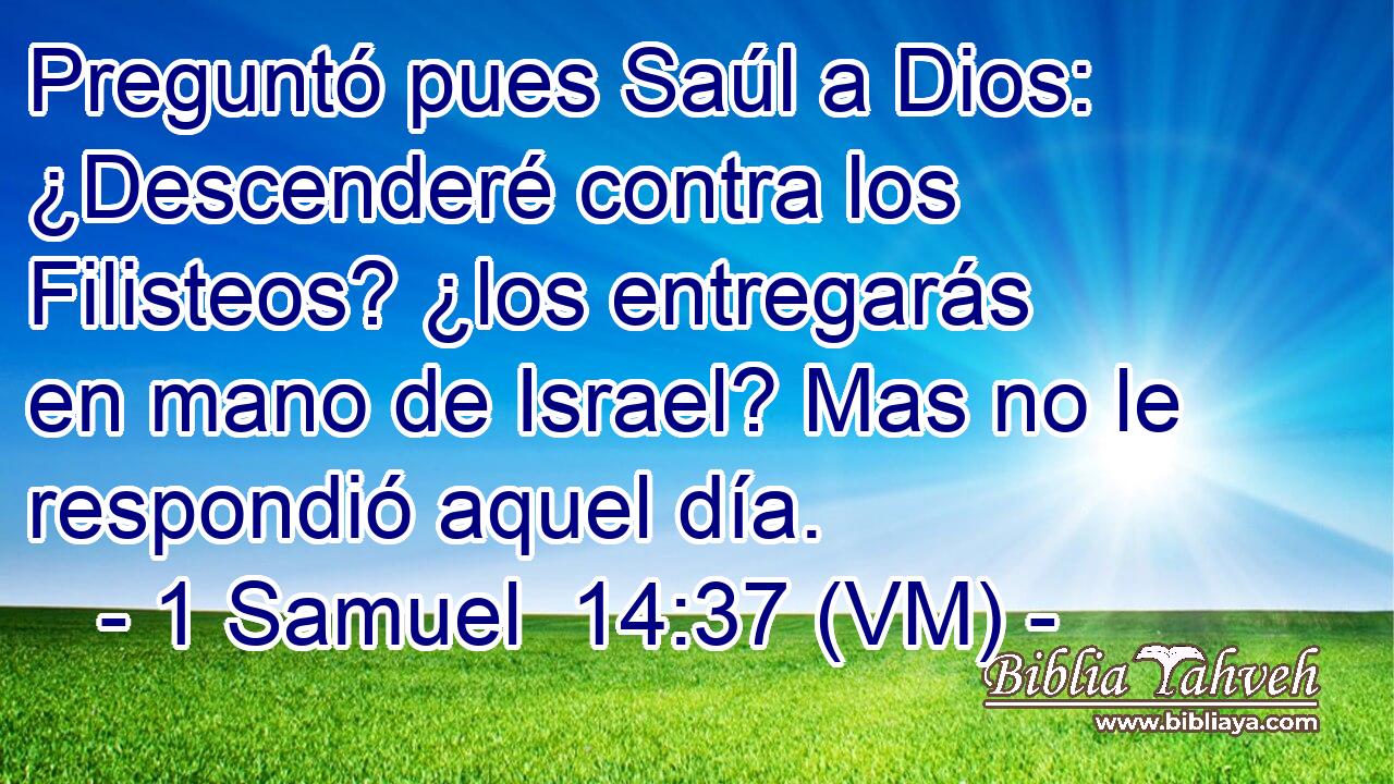  Preguntó pues Saúl a Dios: ¿Descenderé contra los Filisteos? ¿los entregarás en mano de Israel? Mas no le respondió aquel día. 