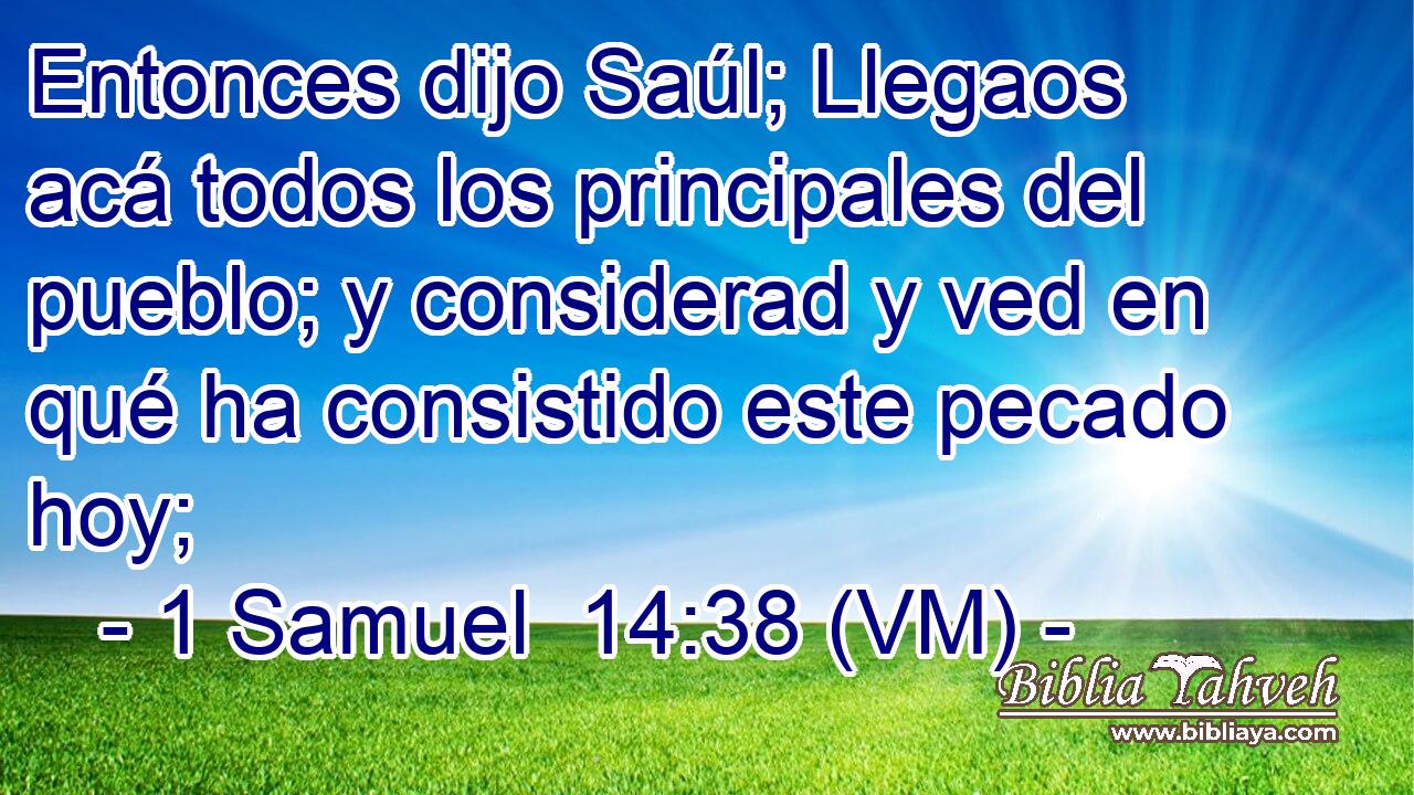  Entonces dijo Saúl; Llegaos acá todos los principales del pueblo; y considerad y ved en qué ha consistido este pecado hoy; 