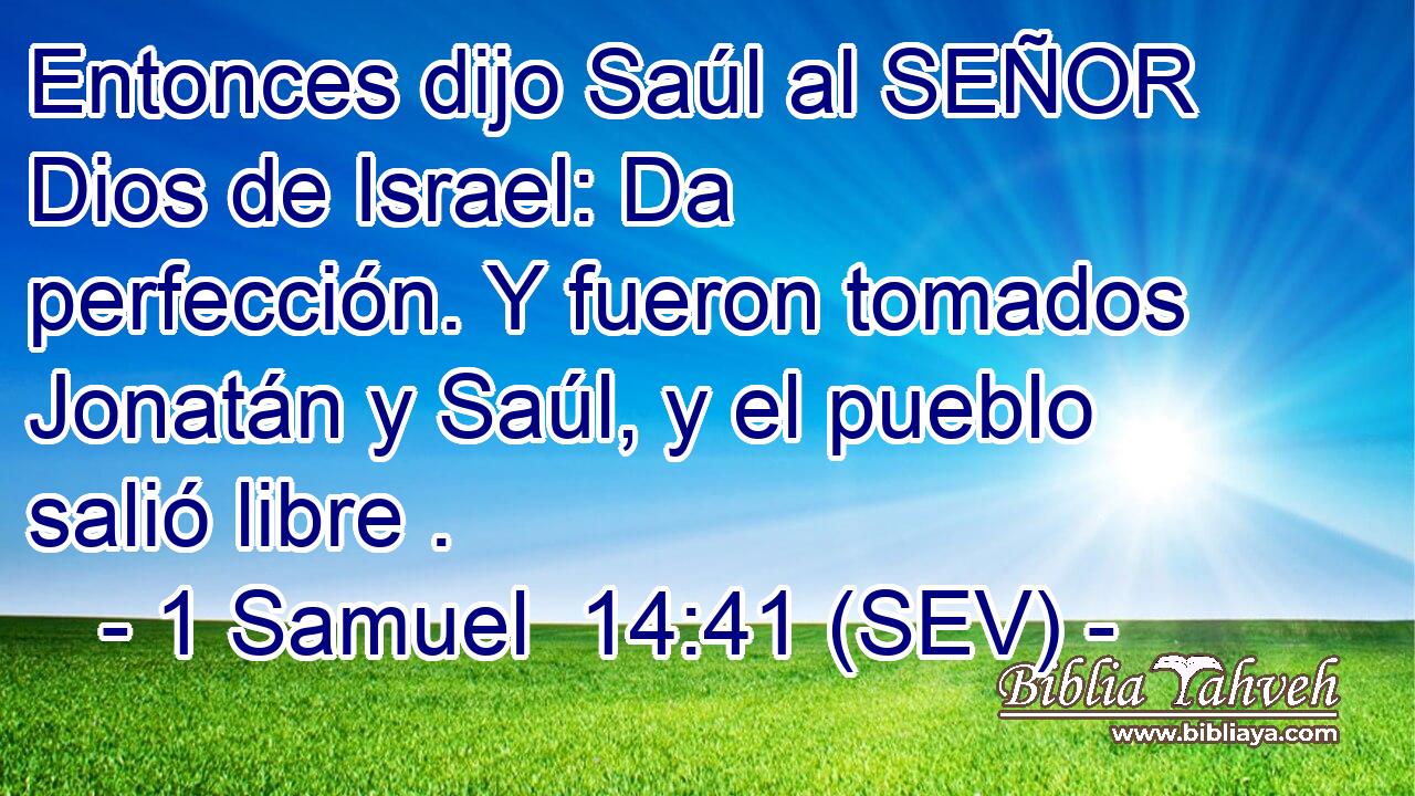 Entonces dijo Saúl al SEÑOR Dios de Israel: Da perfección. Y fueron tomados Jonatán y Saúl, y el pueblo salió libre .