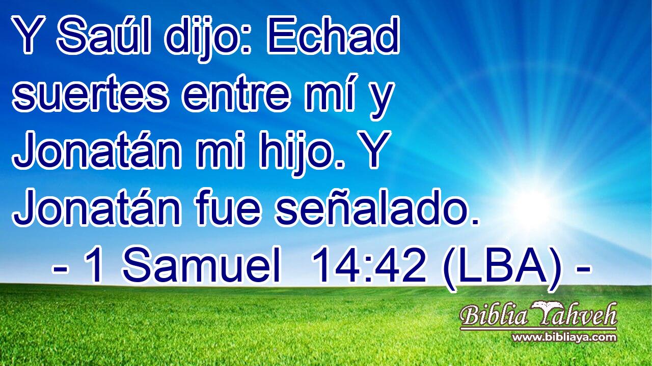 Y Saúl dijo: Echad suertes entre mí y Jonatán mi hijo. Y Jonatán fue señalado.