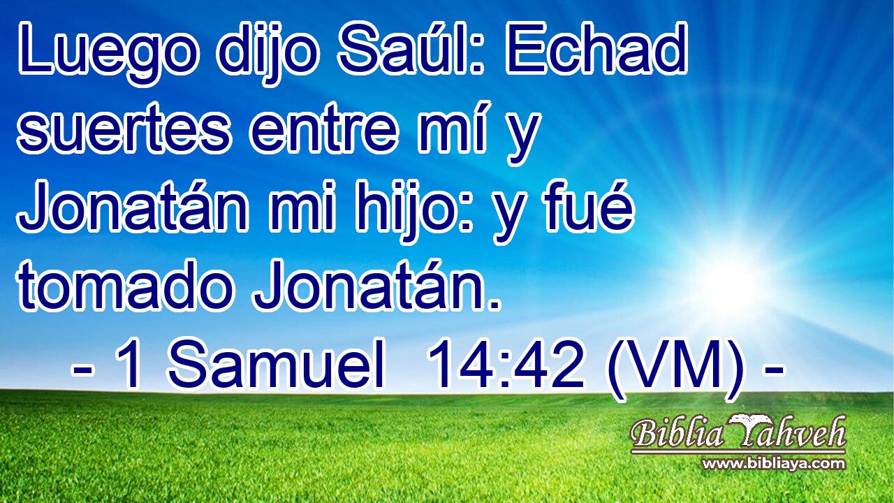  Luego dijo Saúl: Echad suertes entre mí y Jonatán mi hijo: y fué tomado Jonatán. 