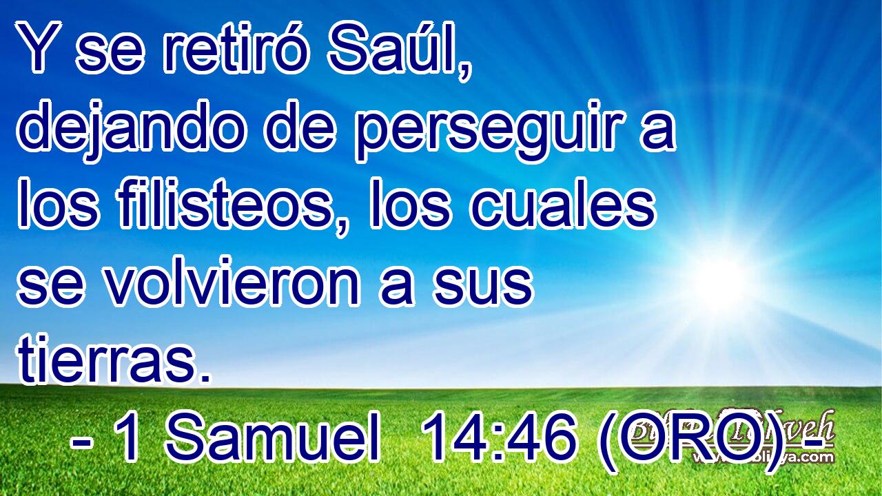  Y se retiró Saúl, dejando de perseguir a los filisteos, los cuales se volvieron a sus tierras. 