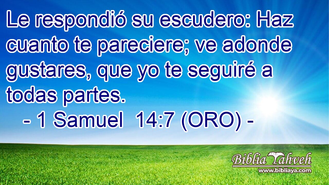  Le respondió su escudero: Haz cuanto te pareciere; ve adonde gustares, que yo te seguiré a todas partes. 