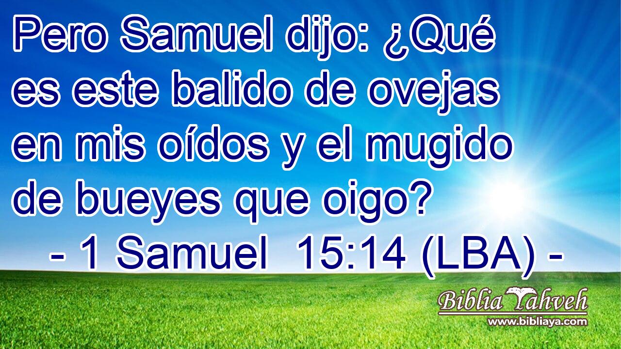 Pero Samuel dijo: ¿Qué es este balido de ovejas en mis oídos y el mugido de bueyes que oigo?