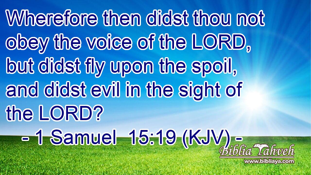 Wherefore then didst thou not obey the voice of the LORD, but didst fly upon the spoil, and didst evil in the sight of the LORD?