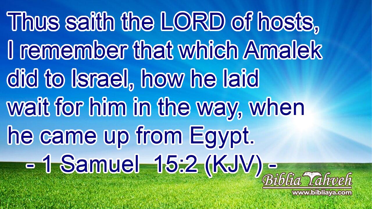 Thus saith the LORD of hosts, I remember that which Amalek did to Israel, how he laid wait for him in the way, when he came up from Egypt.