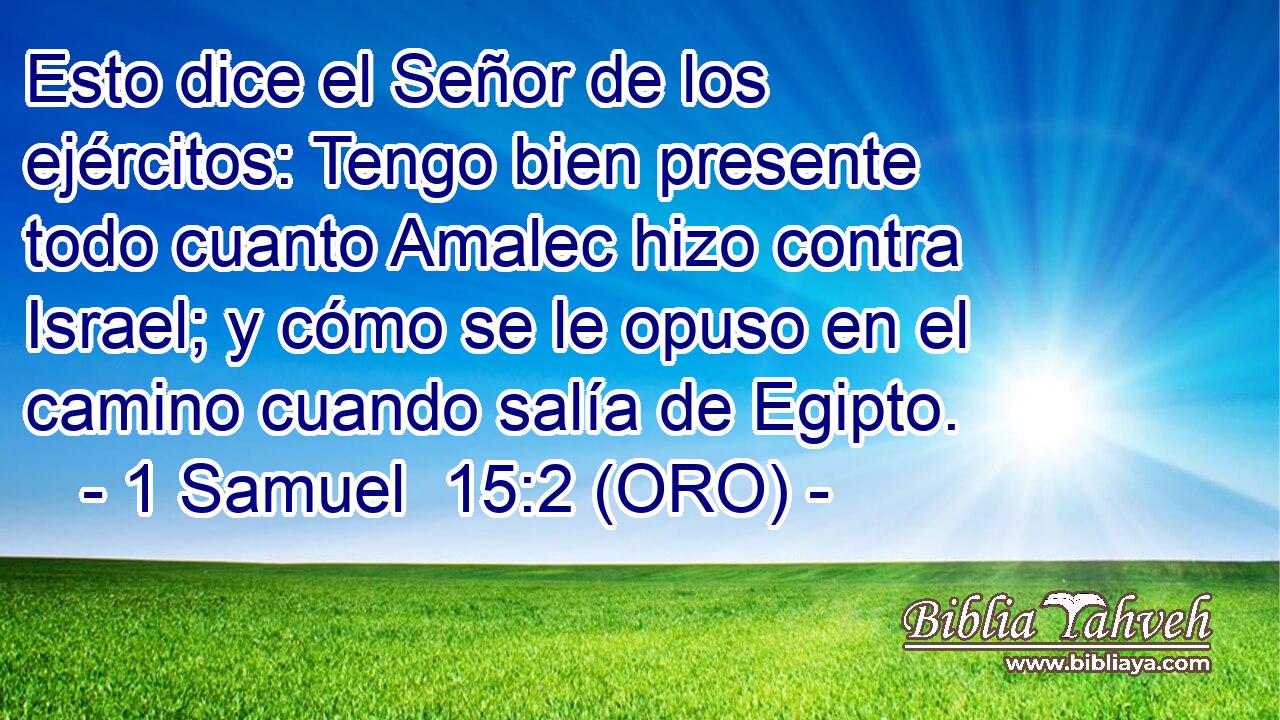  Esto dice el Señor de los ejércitos: Tengo bien presente todo cuanto Amalec hizo contra Israel; y cómo se le opuso en el camino cuando salía de Egipto. 