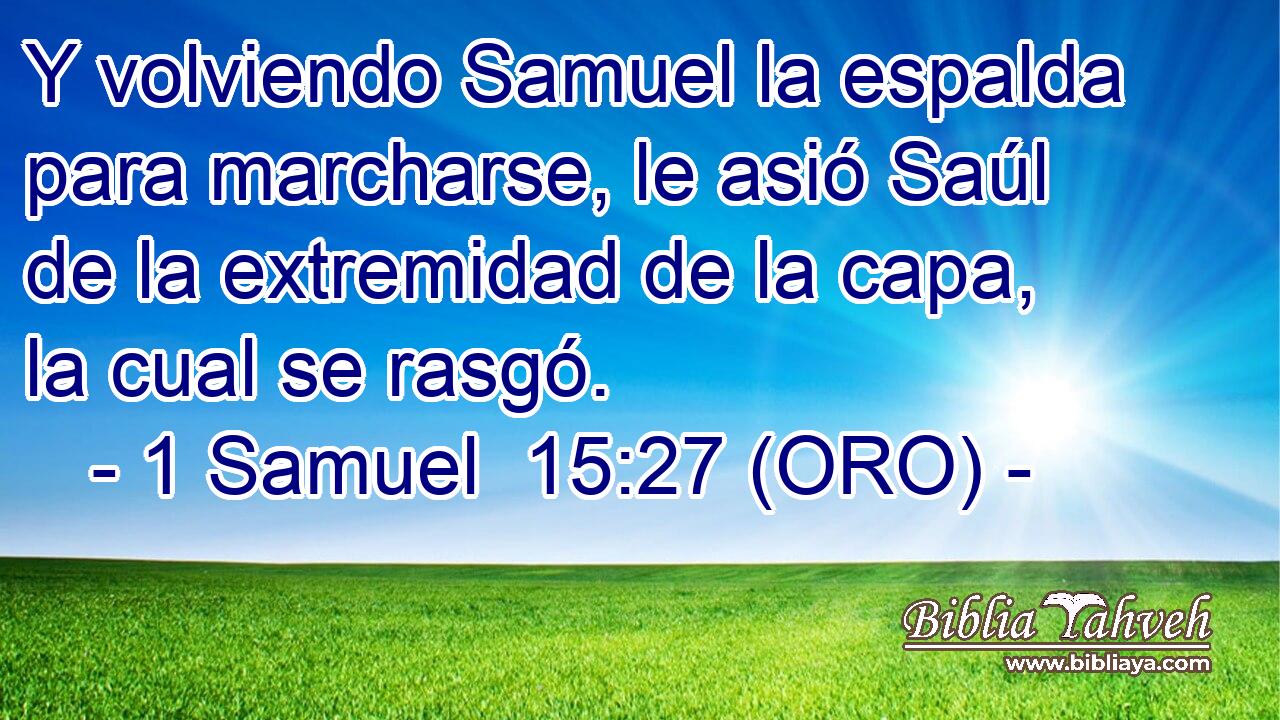  Y volviendo Samuel la espalda para marcharse, le asió Saúl de la extremidad de la capa, la cual se rasgó. 