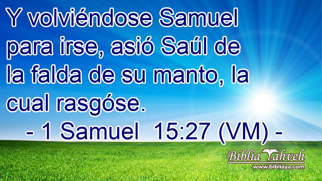  Y volviéndose Samuel para irse, asió Saúl de la falda de su manto, la cual rasgóse. 