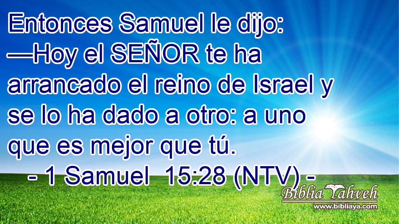 Entonces Samuel le dijo: —Hoy el SEÑOR te ha arrancado el reino de Israel y se lo ha dado a otro: a uno que es mejor que tú.