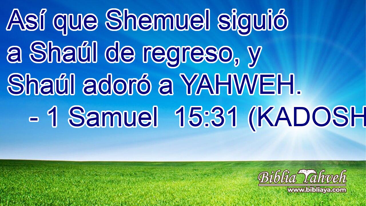  Así que Shemuel siguió a Shaúl de regreso, y Shaúl adoró a YAHWEH. 