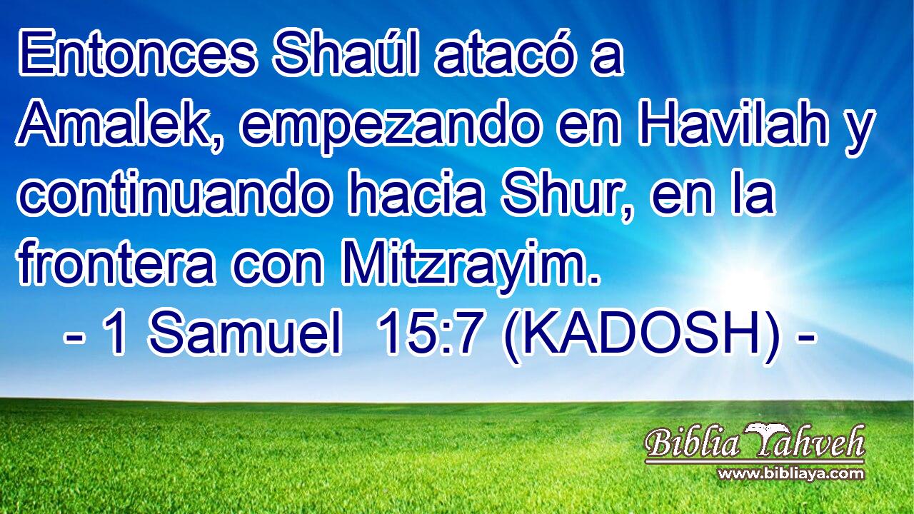  Entonces Shaúl atacó a Amalek, empezando en Havilah y continuando hacia Shur, en la frontera con Mitzrayim. 