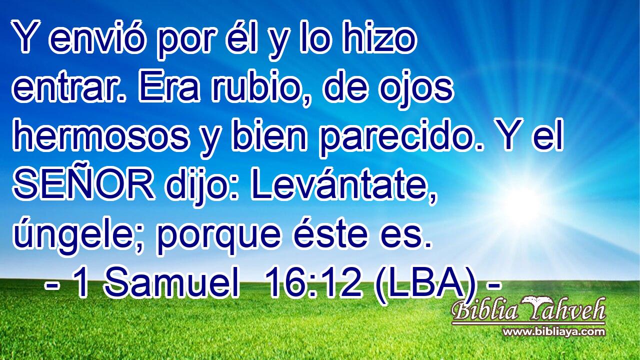 Y envió por él y lo hizo entrar. Era rubio, de ojos hermosos y bien parecido. Y el SEÑOR dijo: Levántate, úngele; porque éste es.