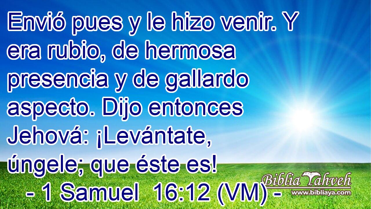  Envió pues y le hizo venir. Y era rubio, de hermosa presencia y de gallardo aspecto. Dijo entonces Jehová: ¡Levántate, úngele; que éste es! 
