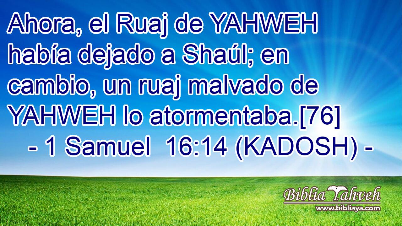  Ahora, el Ruaj de YAHWEH había dejado a Shaúl; en cambio, un ruaj malvado de YAHWEH lo atormentaba.[76] 
