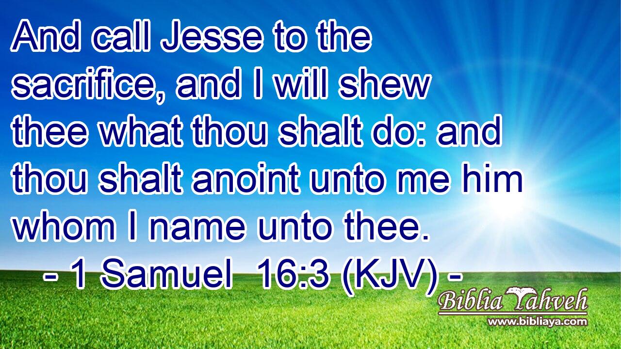 And call Jesse to the sacrifice, and I will shew thee what thou shalt do: and thou shalt anoint unto me him whom I name unto thee.