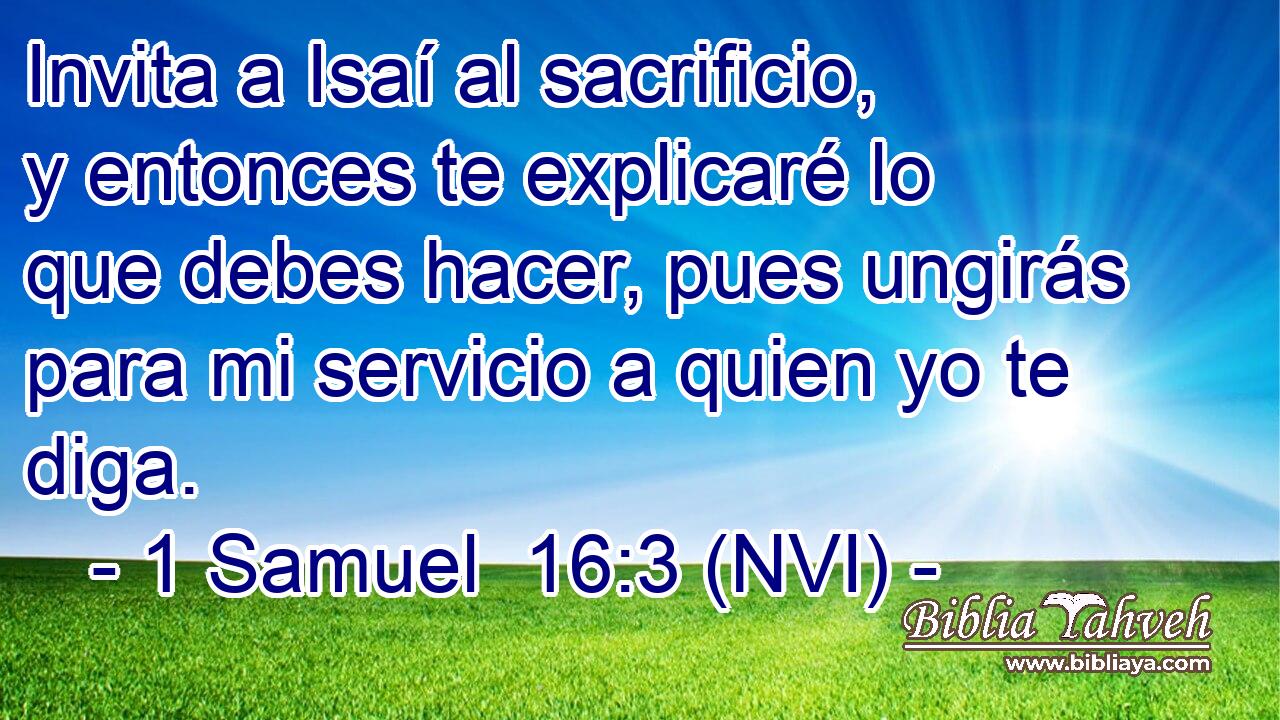  Invita a Isaí al sacrificio, y entonces te explicaré lo que debes hacer, pues ungirás para mi servicio a quien yo te diga. 