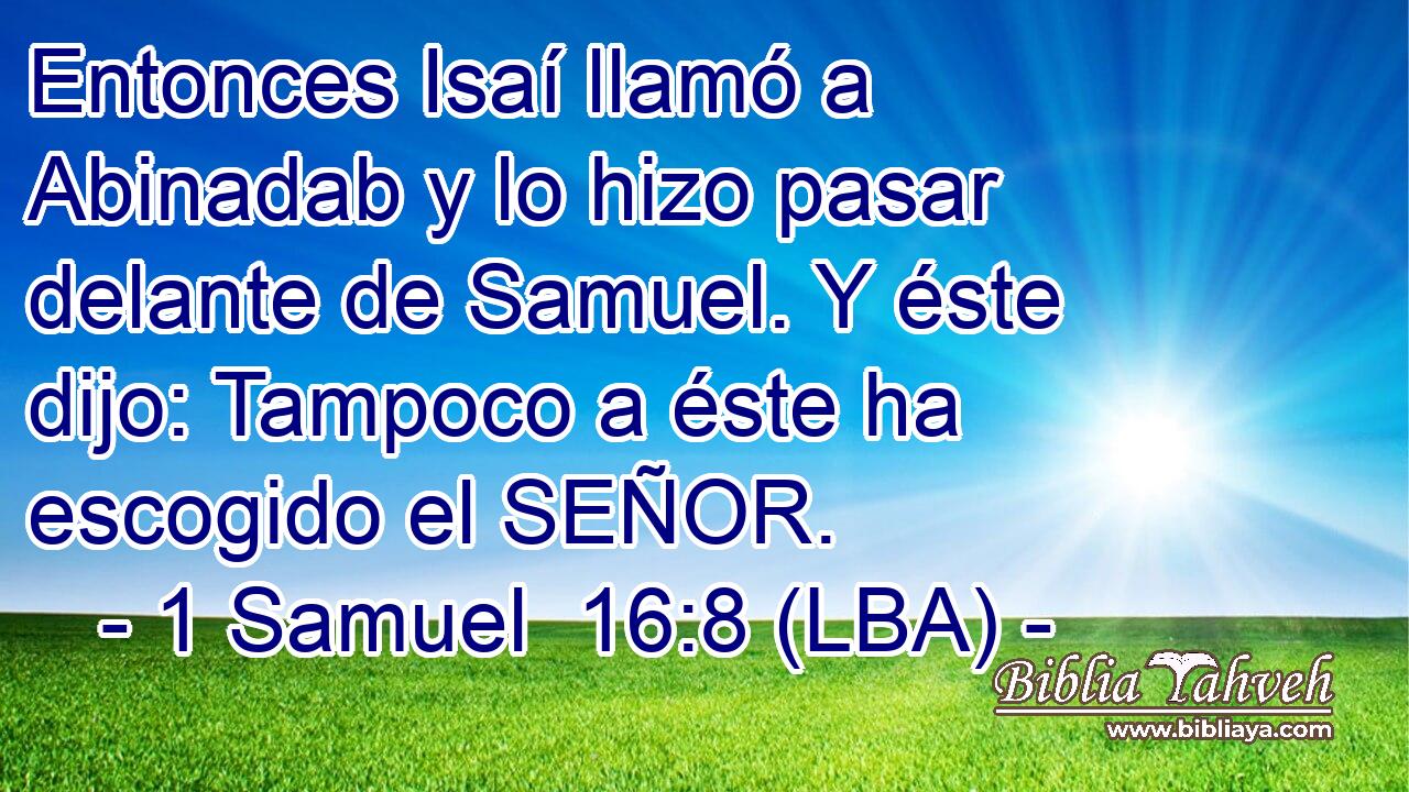Entonces Isaí llamó a Abinadab y lo hizo pasar delante de Samuel. Y éste dijo: Tampoco a éste ha escogido el SEÑOR.