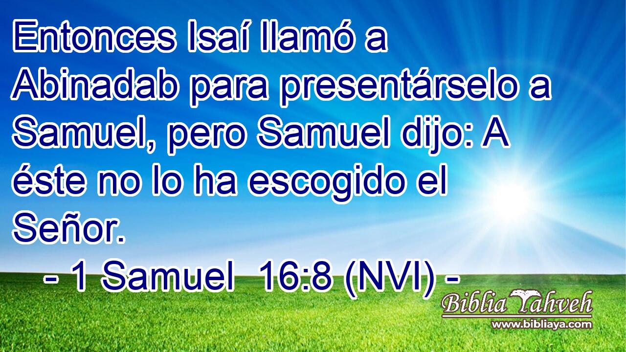  Entonces Isaí llamó a Abinadab para presentárselo a Samuel, pero Samuel dijo: A éste no lo ha escogido el Señor. 