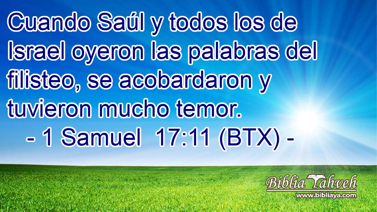 Cuando Saúl y todos los de Israel oyeron las palabras del filisteo, se acobardaron y tuvieron mucho temor.