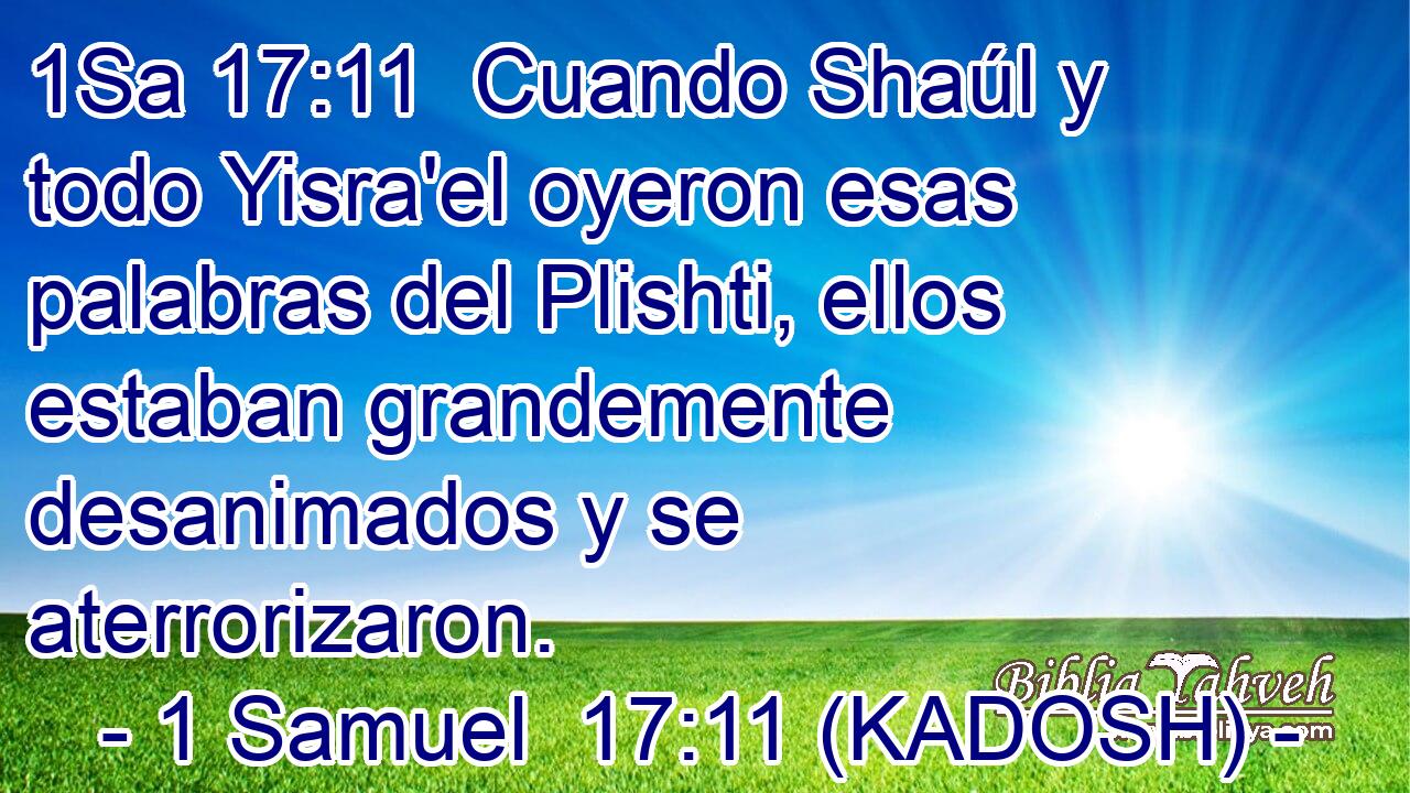  Cuando Shaúl y todo Yisra'el oyeron esas palabras del Plishti, ellos estaban grandemente desanimados y se aterrorizaron. 