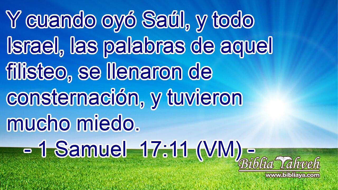  Y cuando oyó Saúl, y todo Israel, las palabras de aquel filisteo, se llenaron de consternación, y tuvieron mucho miedo. 