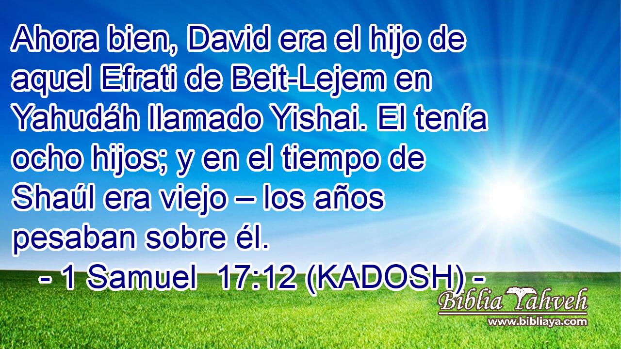  Ahora bien, David era el hijo de aquel Efrati de Beit-Lejem en Yahudáh llamado Yishai. El tenía ocho hijos; y en el tiempo de Shaúl era viejo – los años pesaban sobre él. 