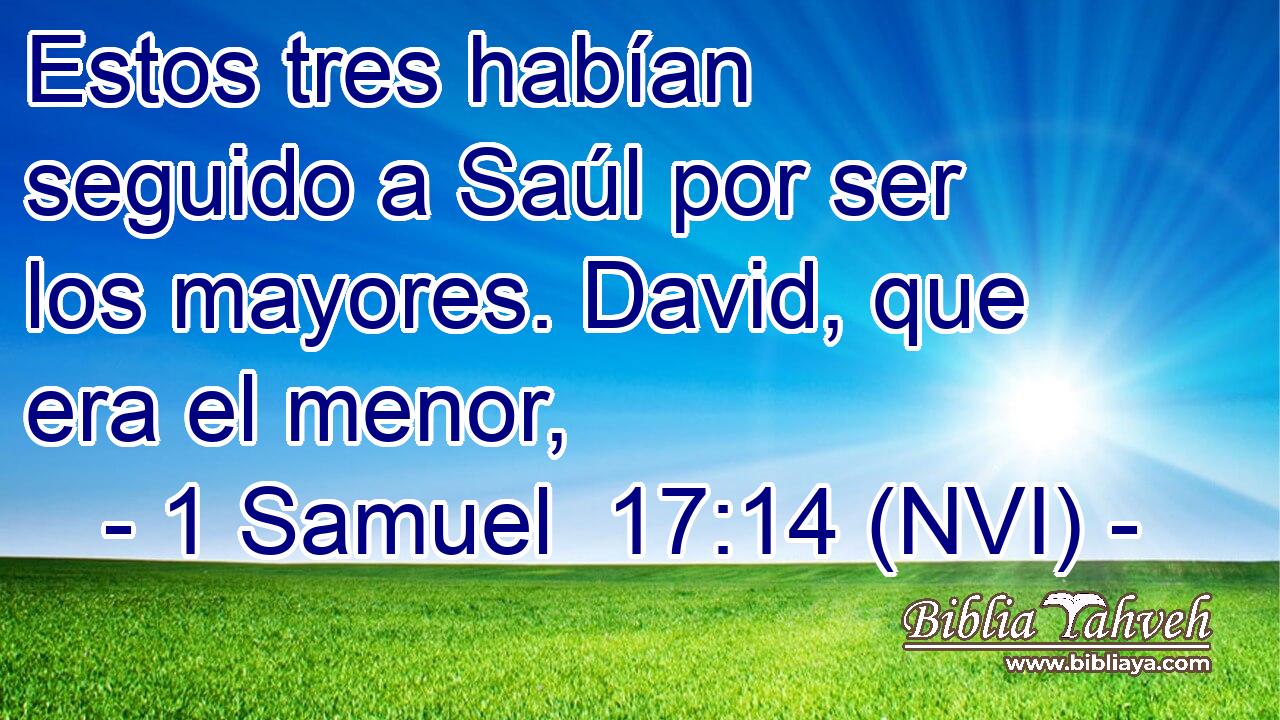  Estos tres habían seguido a Saúl por ser los mayores. David, que era el menor, 