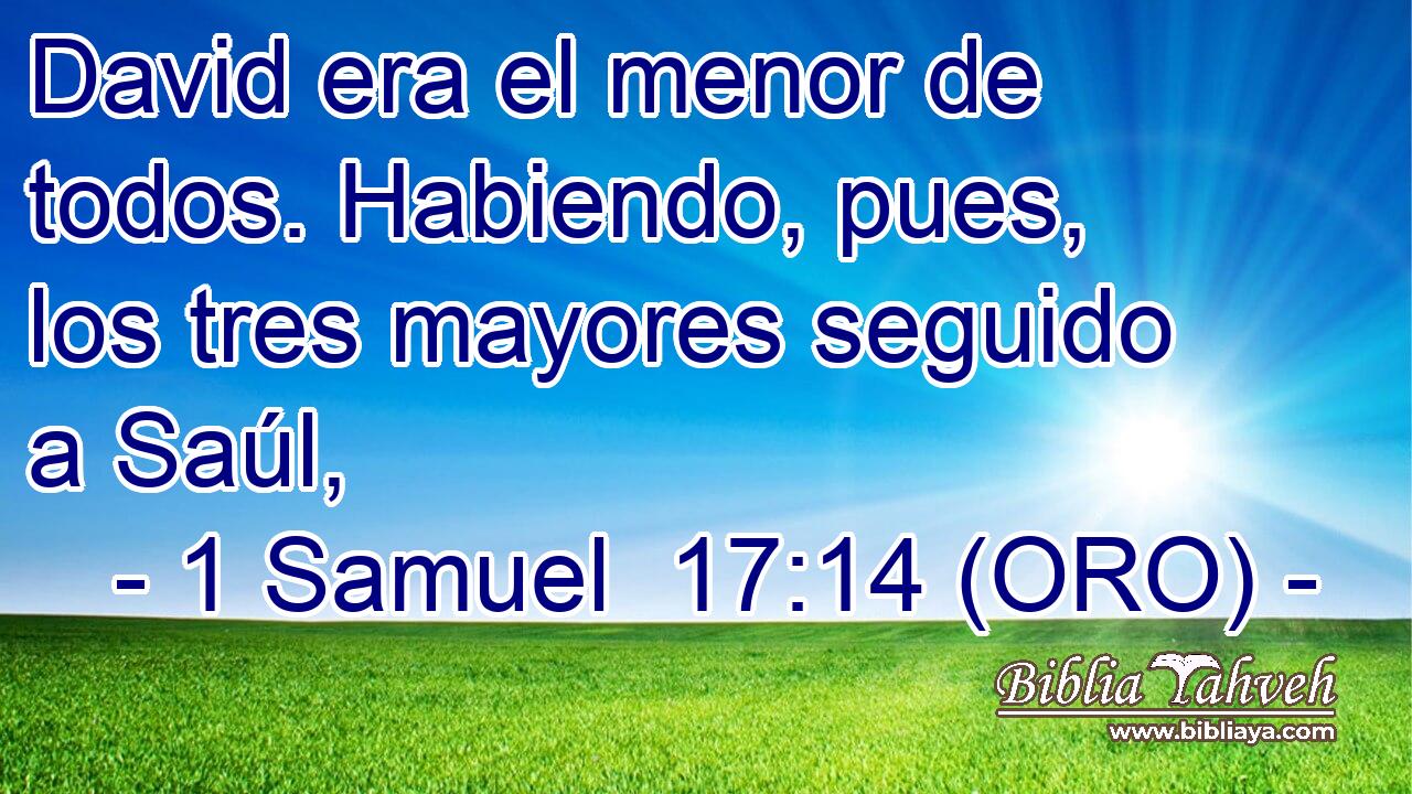  David era el menor de todos. Habiendo, pues, los tres mayores seguido a Saúl, 