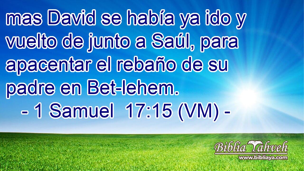  mas David se había ya ido y vuelto de junto a Saúl, para apacentar el rebaño de su padre en Bet-lehem. 