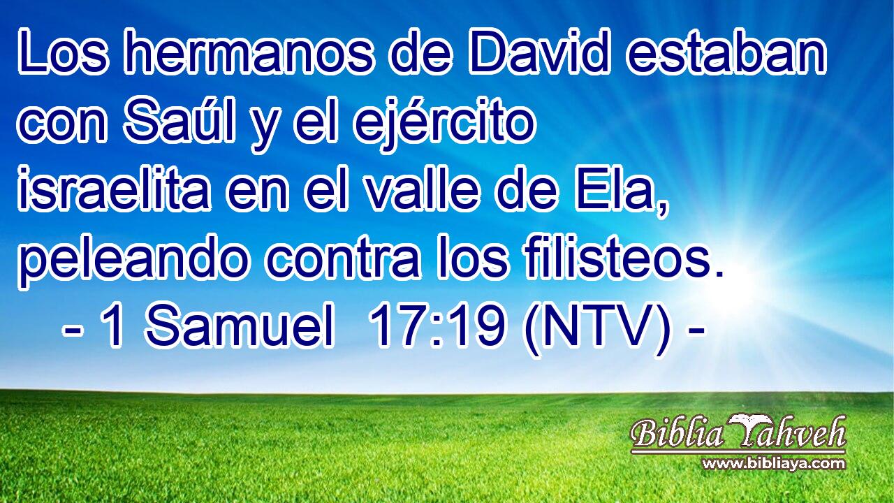 Los hermanos de David estaban con Saúl y el ejército israelita en el valle de Ela, peleando contra los filisteos.
