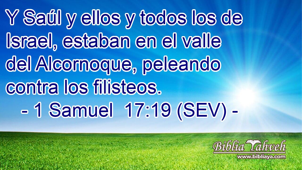 Y Saúl y ellos y todos los de Israel, estaban en el valle del Alcornoque, peleando contra los filisteos.