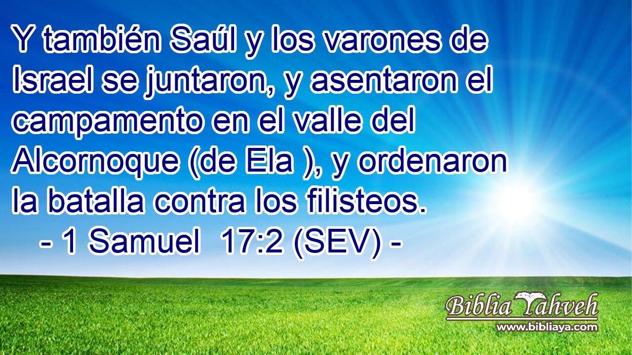 Y también Saúl y los varones de Israel se juntaron, y asentaron el campamento en el valle del Alcornoque (de Ela ), y ordenaron la batalla contra los filisteos.