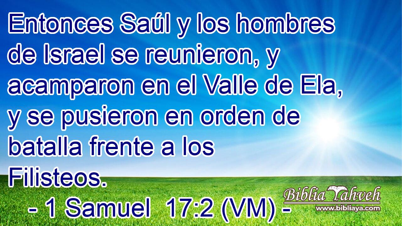  Entonces Saúl y los hombres de Israel se reunieron, y acamparon en el Valle de Ela, y se pusieron en orden de batalla frente a los Filisteos. 