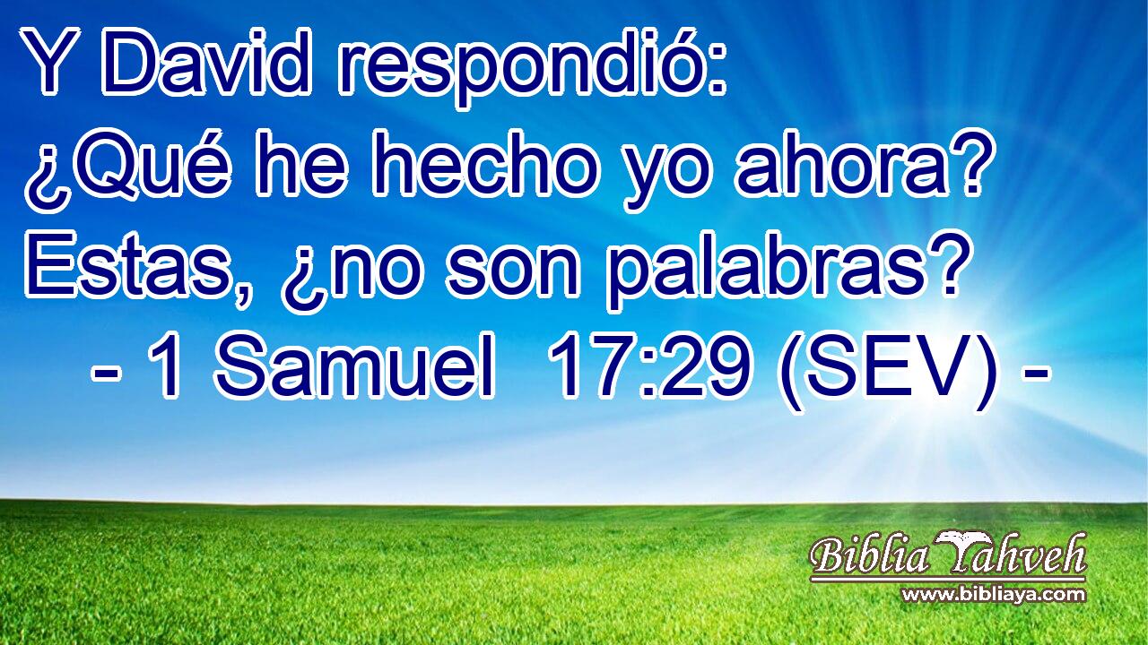 Y David respondió: ¿Qué he hecho yo ahora? Estas, ¿no son palabras?