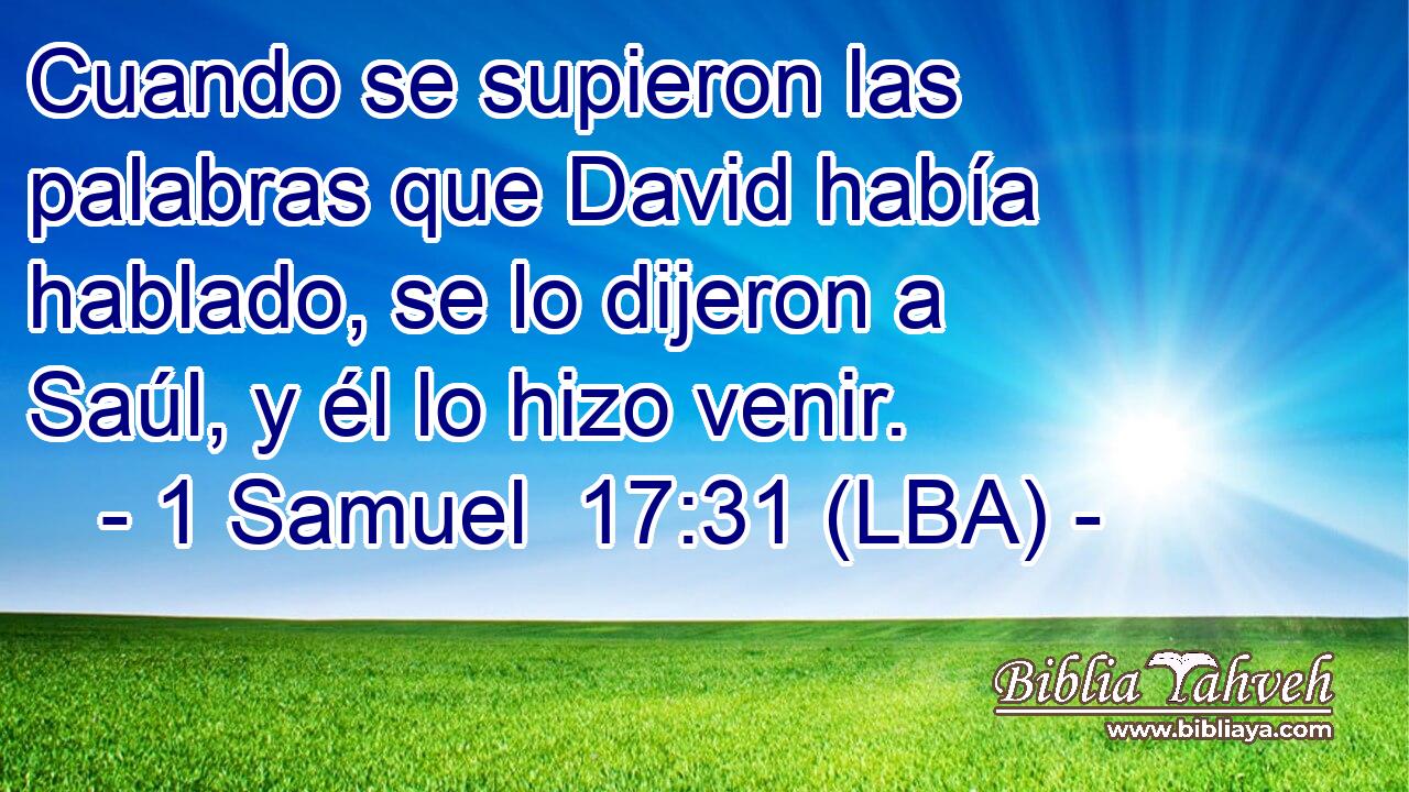 Cuando se supieron las palabras que David había hablado, se lo dijeron a Saúl, y él lo hizo venir.